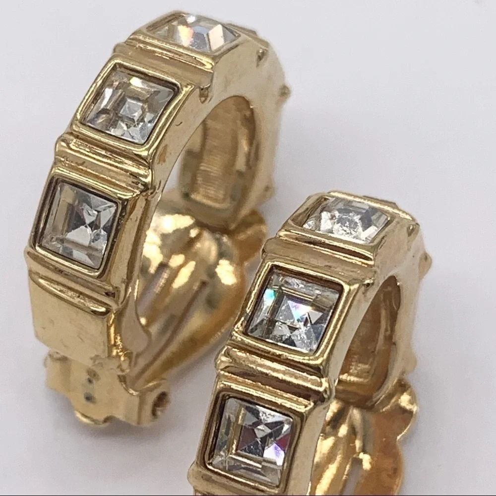 Swarovski Crystal Gold Hoop Earrings - Picture 3 of 4